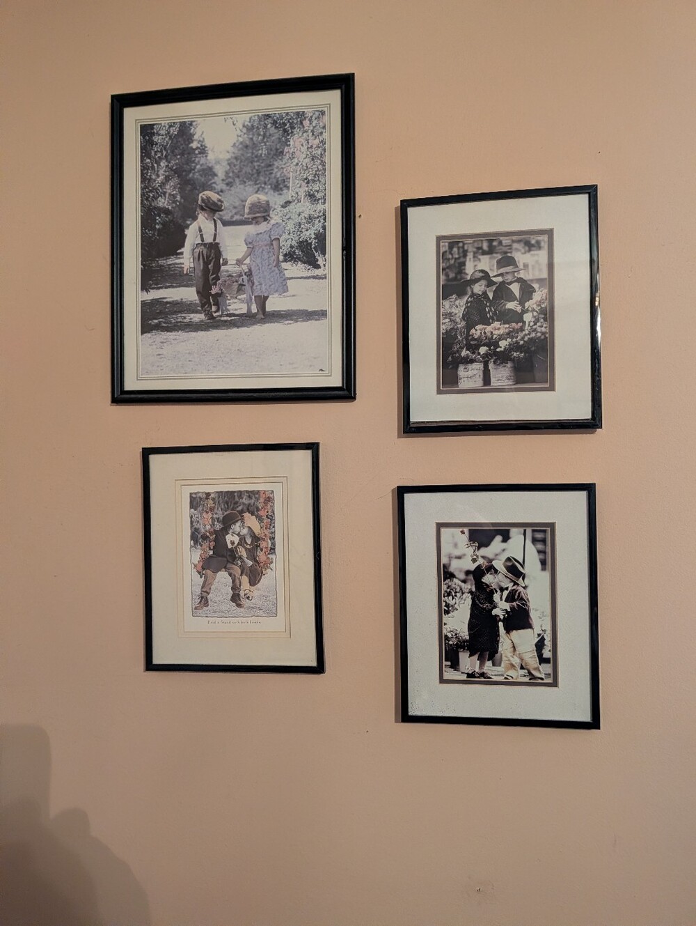 Vintage Framed Prints Set of 4 Figi Graphics B&W Children